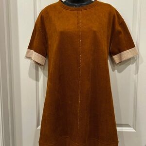 *NWT* Stitchdrop Faux Suede Brown Shift Dress - Size S